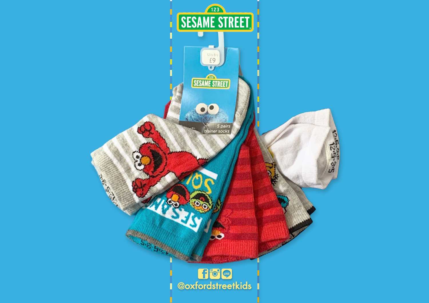 𝐒𝐀𝐋𝐄❗️ [U12.5-3.5] Sesame street 5 Pack Socks ถุงเท้า 5 คู่ในเซต