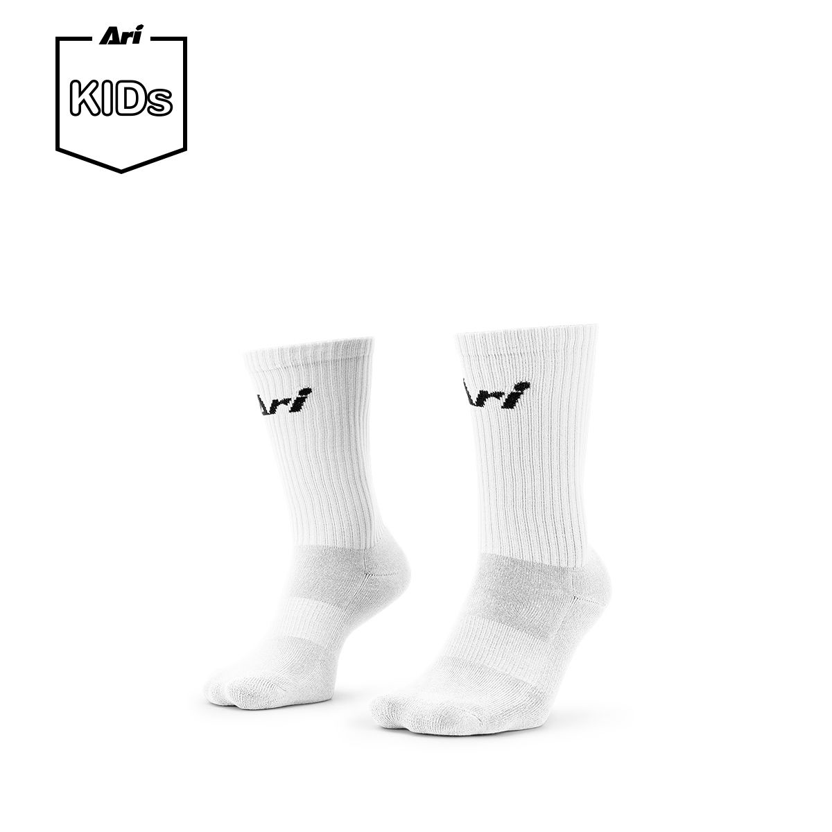 ARI JUNIOR CREW SOCKS - WHITE/BLACK