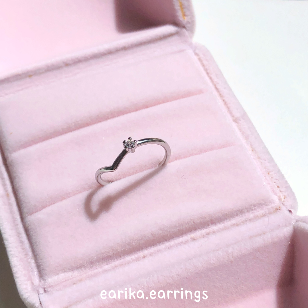 earika.earrings - jewel V ring แหวนตัววีประดับเพชรเงินแท้ แหวนสไตล์เกาหลี ฟรีไซส์ปรับขนาดได้
