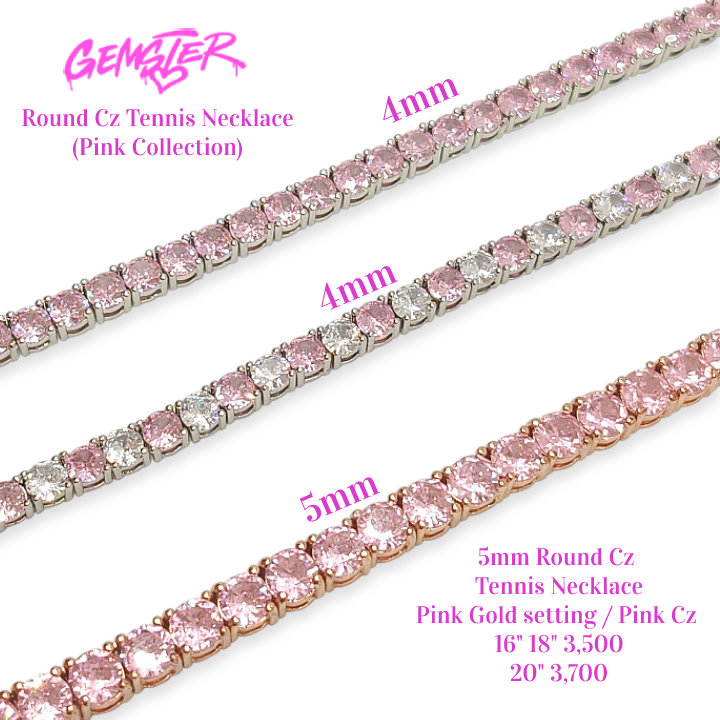[พร้อมส่ง] 5mm Round Cz Tennis Necklace (Yellow gold)