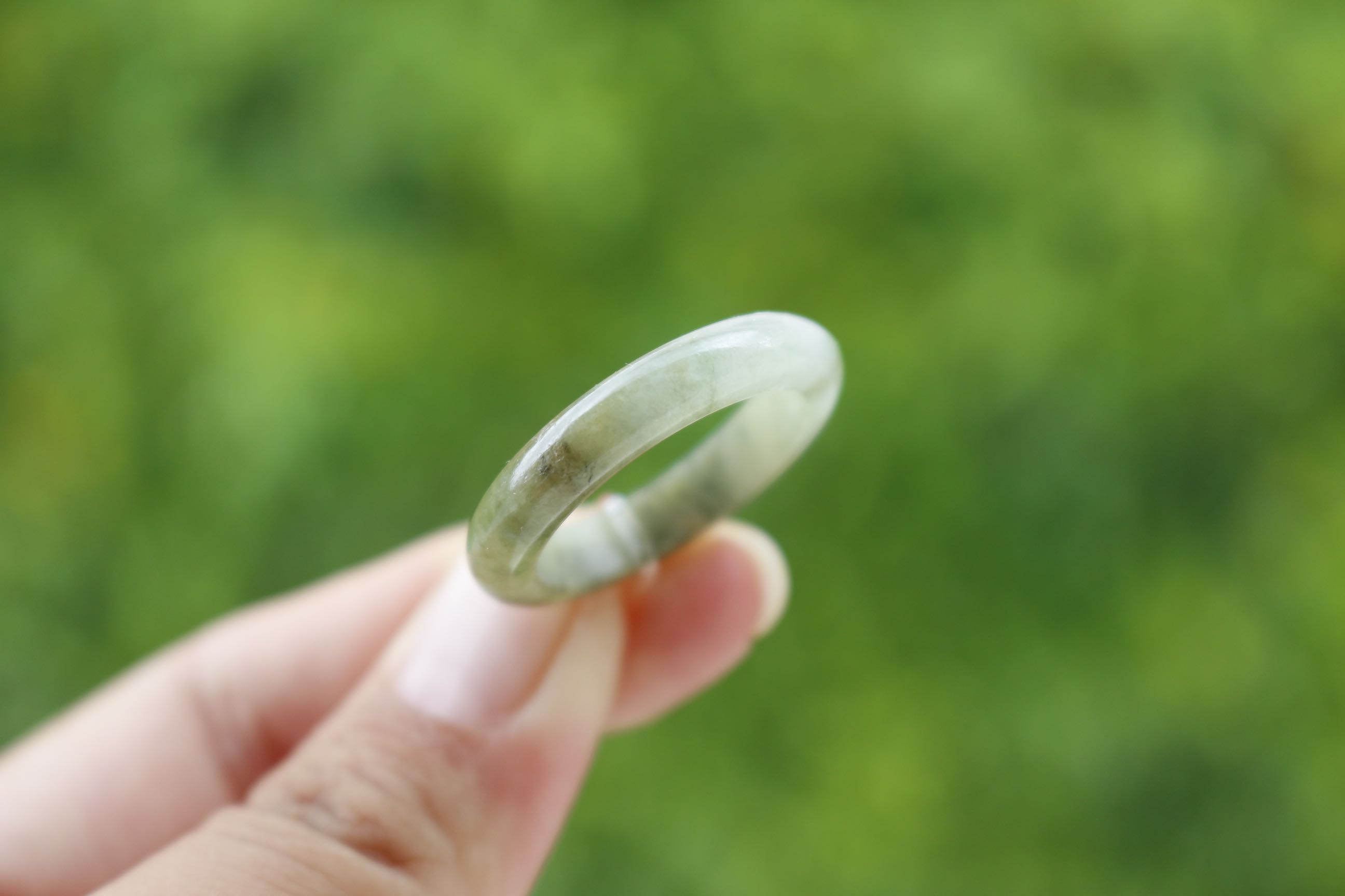 Natural White Green Jade Ring Size 62