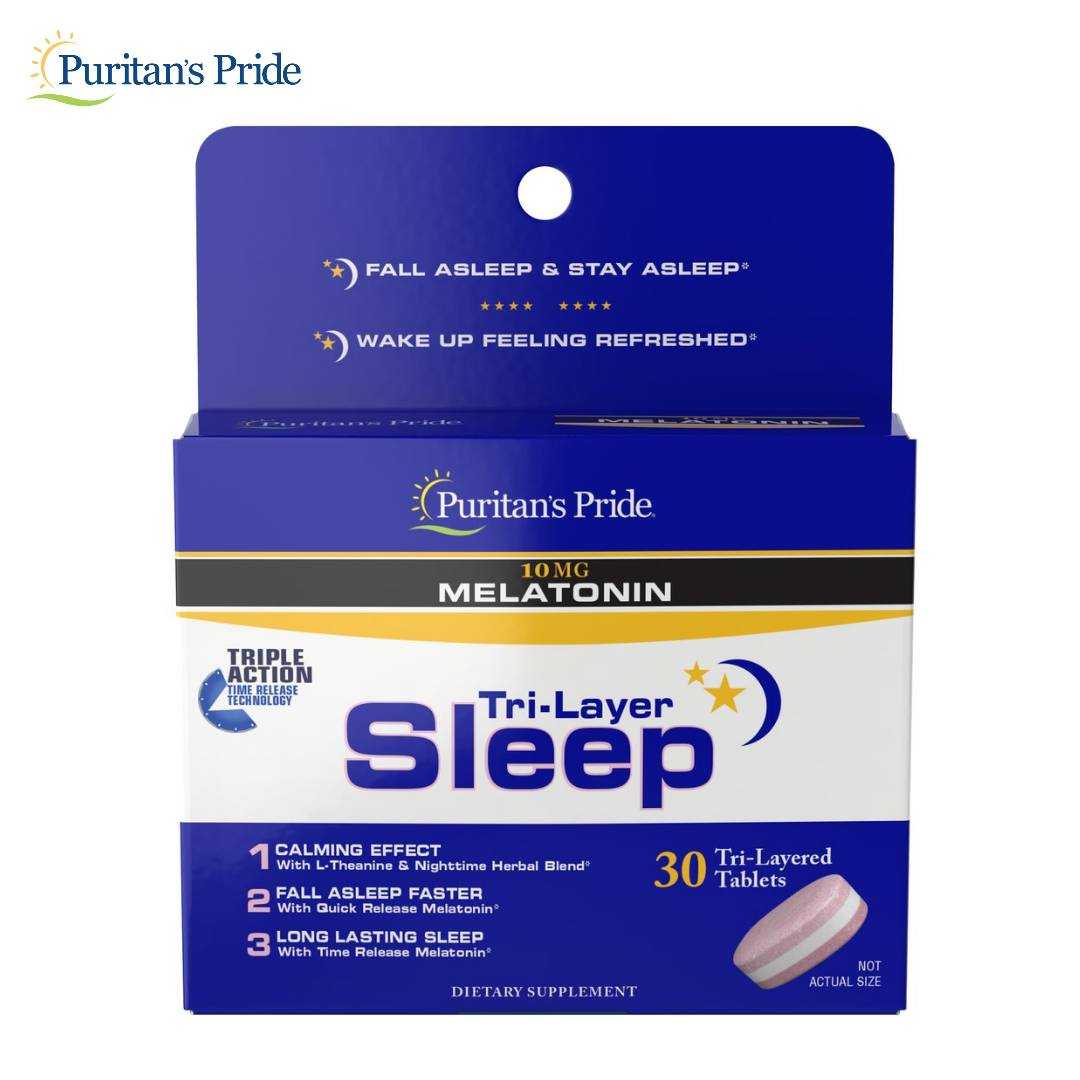 เมลาโทนิน หลับสบาย Puritan's Pride Tri-Layer Sleep 30 Tablets (melatonin 10 mg plus)