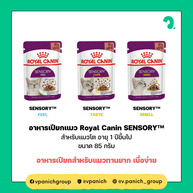 อาหารเปียก แมวโต Royal Canin SENSORY™ สูตร TASTE / FEEL / SMELL (85 กรัม/ซอง)