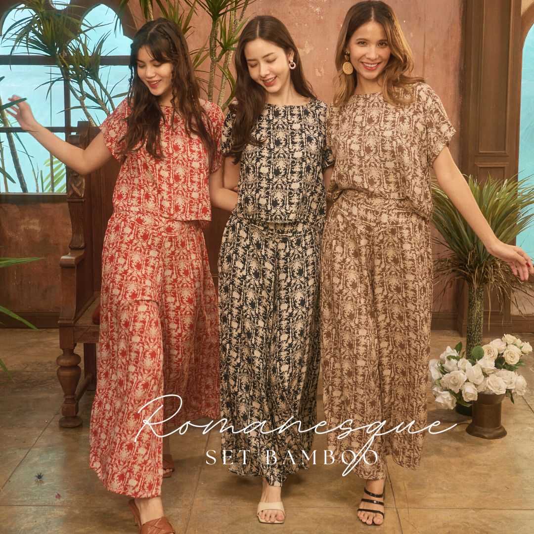 Set Bamboo Romanesque ชุดเซ็ทเสื้อ&กางเกงขาบาน