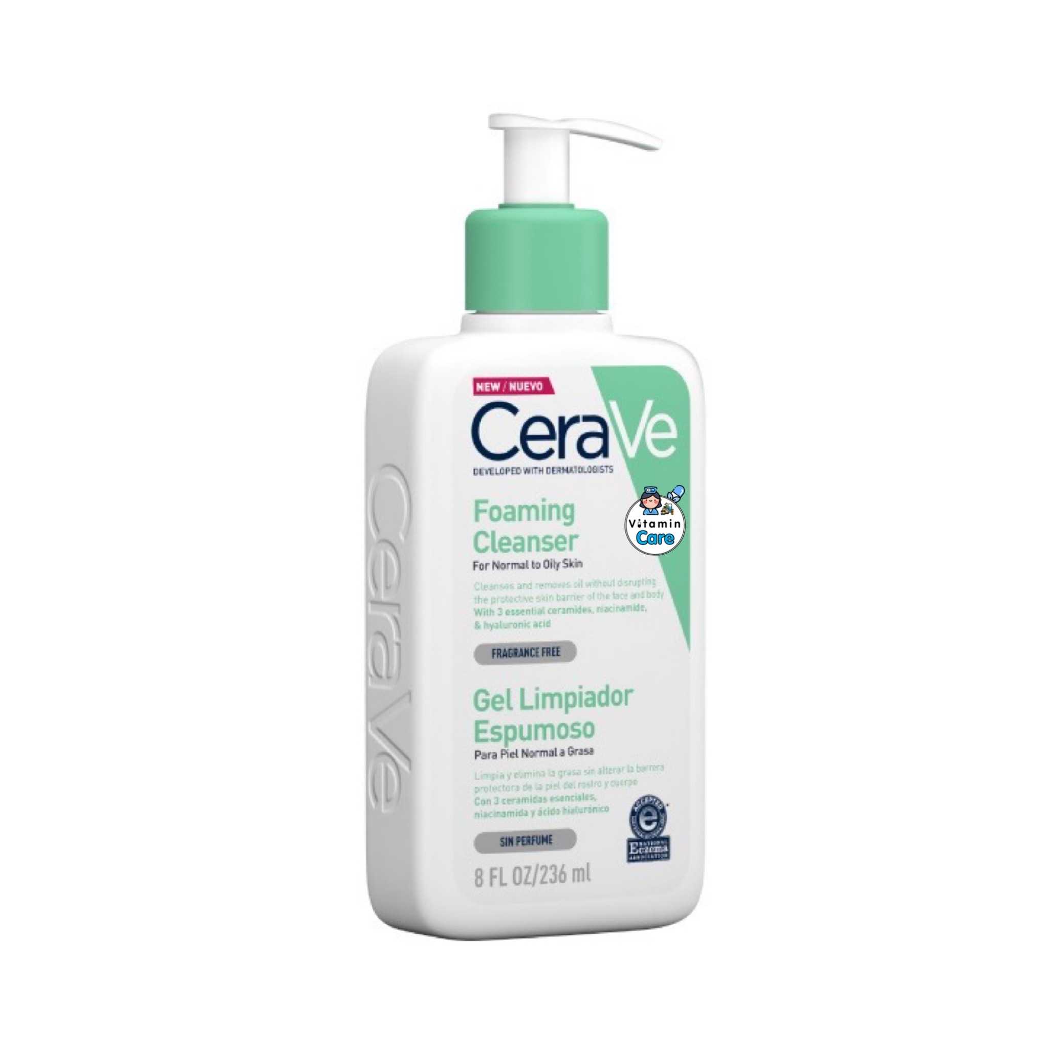 (236 มล) ผิวธรรมดา-ผิวมัน Cerave Foaming Cleanser Gel เซราวี โฟมมิ่ง คลีนเซอร์ เจล
