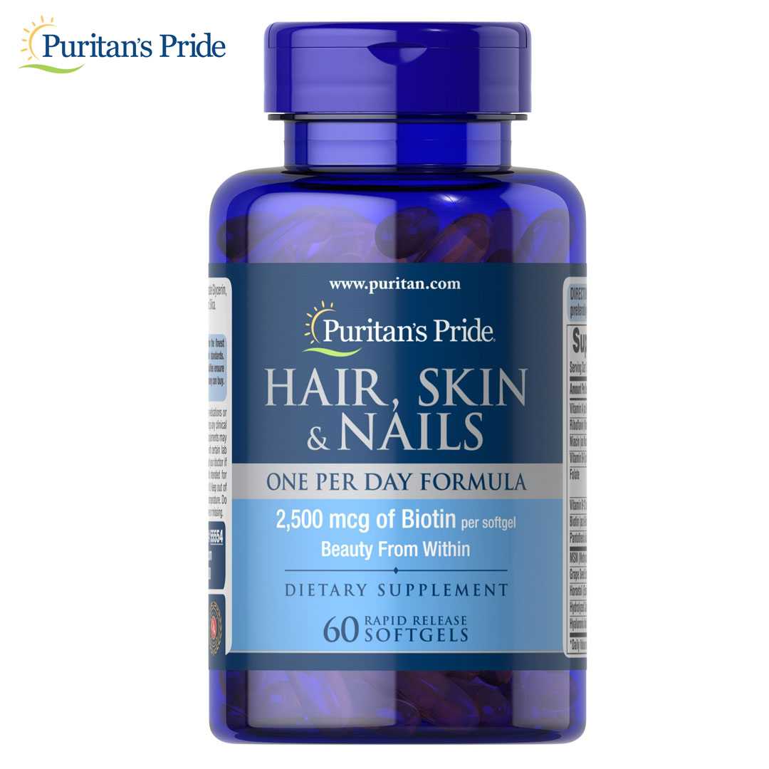 Puritan's Pride Hair, Skin & Nails One Per Day Formula 60 Softgels