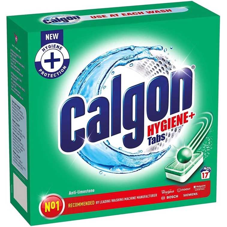 [แบ่งขาย 4 เม็ด/แพ็ค] Calgon Hygiene+ tabs เม็ดล้างทำความสะอาดเครื่องซักผ้า hygiene+ protection