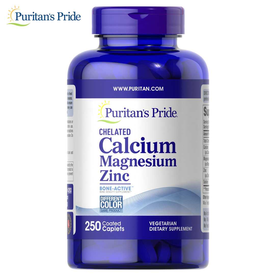 Puritan’s Pride Chelated Calcium Magnesium Zinc 1000 mg/ 400 mg/ 25 mg/250 Caplets