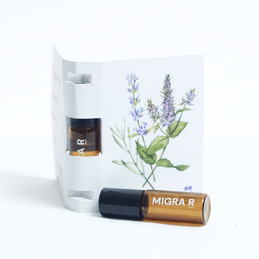 รูปสินค้า 1 แถม 1 Migra-R น้ำมันหอมระเหยกลิ่นลาเวนเดอร์และเปเปอร์มิ้น บรรเทาอาการไมเกรน รูปที่ 7