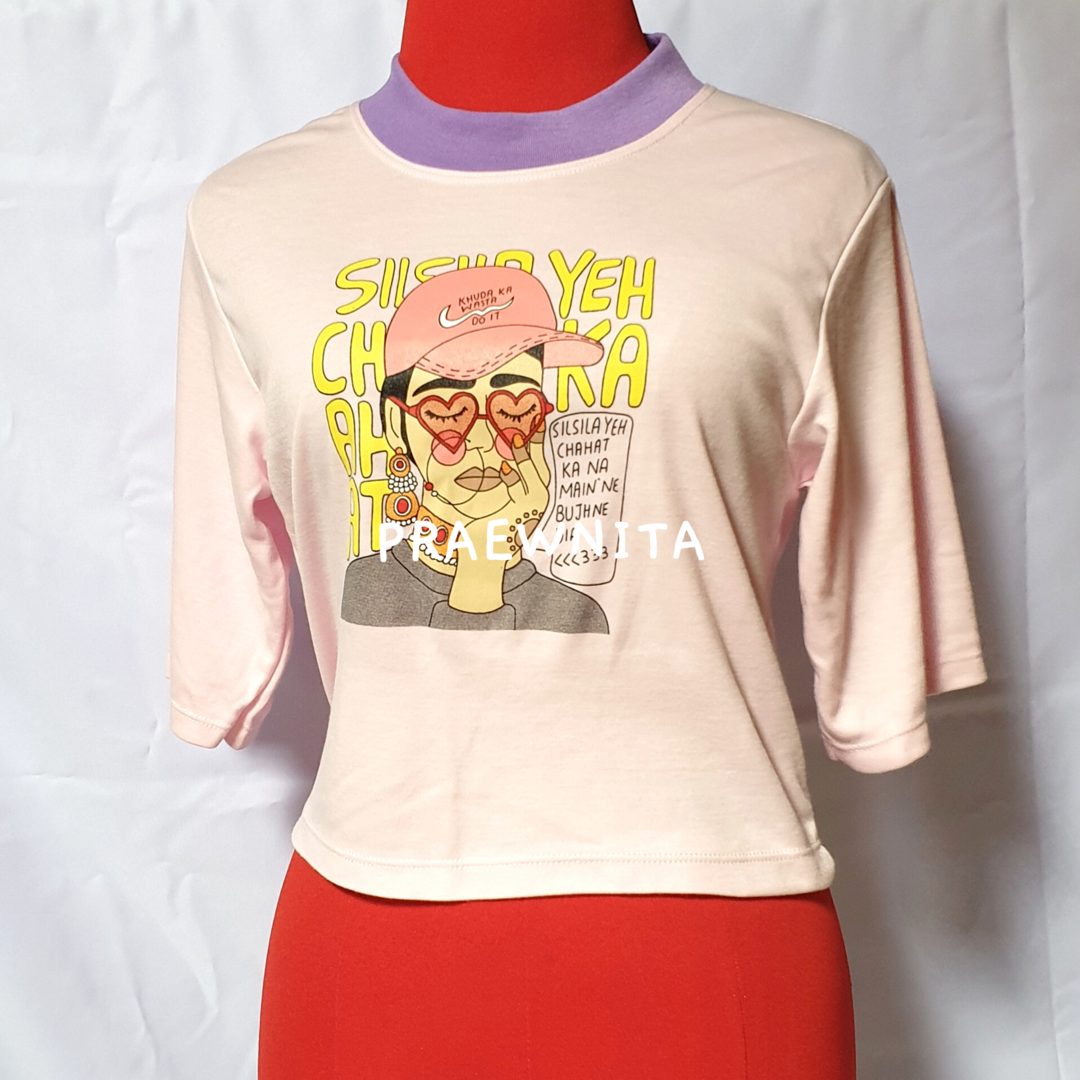 (อ่านก่อนซื้อ) เสื้อมือสอง เสื้อcatcher brrand เสื้อครอป เสื้อสีมพู เสื้อแขนสั้น