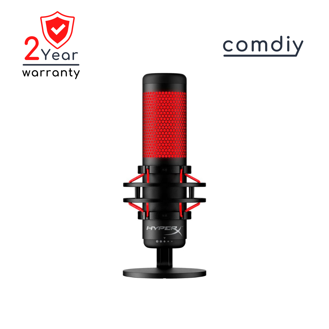 HYPER X QUADCAST STANDALONE MICROPHONE (Black-Red) Red Lighting (ไมโครโฟน) By comdiy