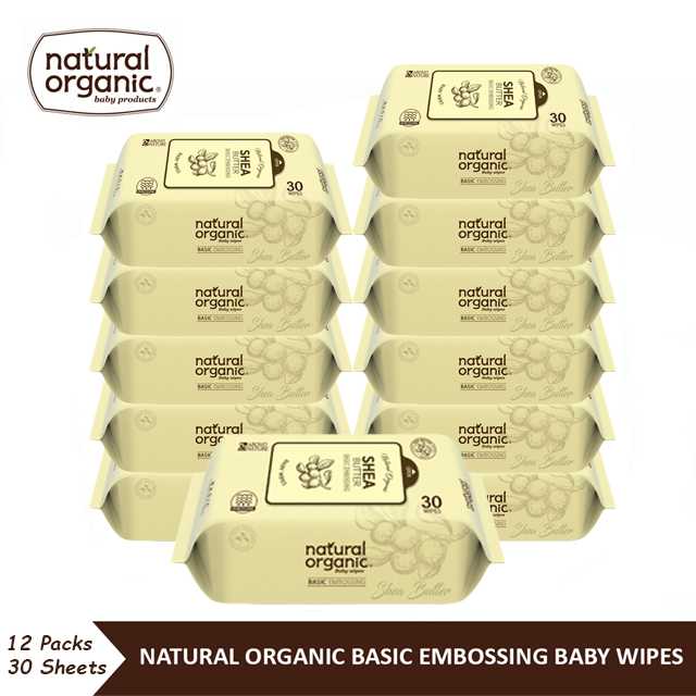 Natural Organic Basic Embossing Baby Wipes (Portable Type, 12X30Sheets)