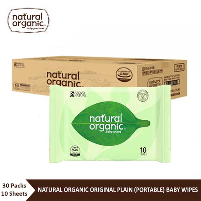 Natural Organic, Original Plain Baby Wipes (Portable Type, 10 Sheets X 30)