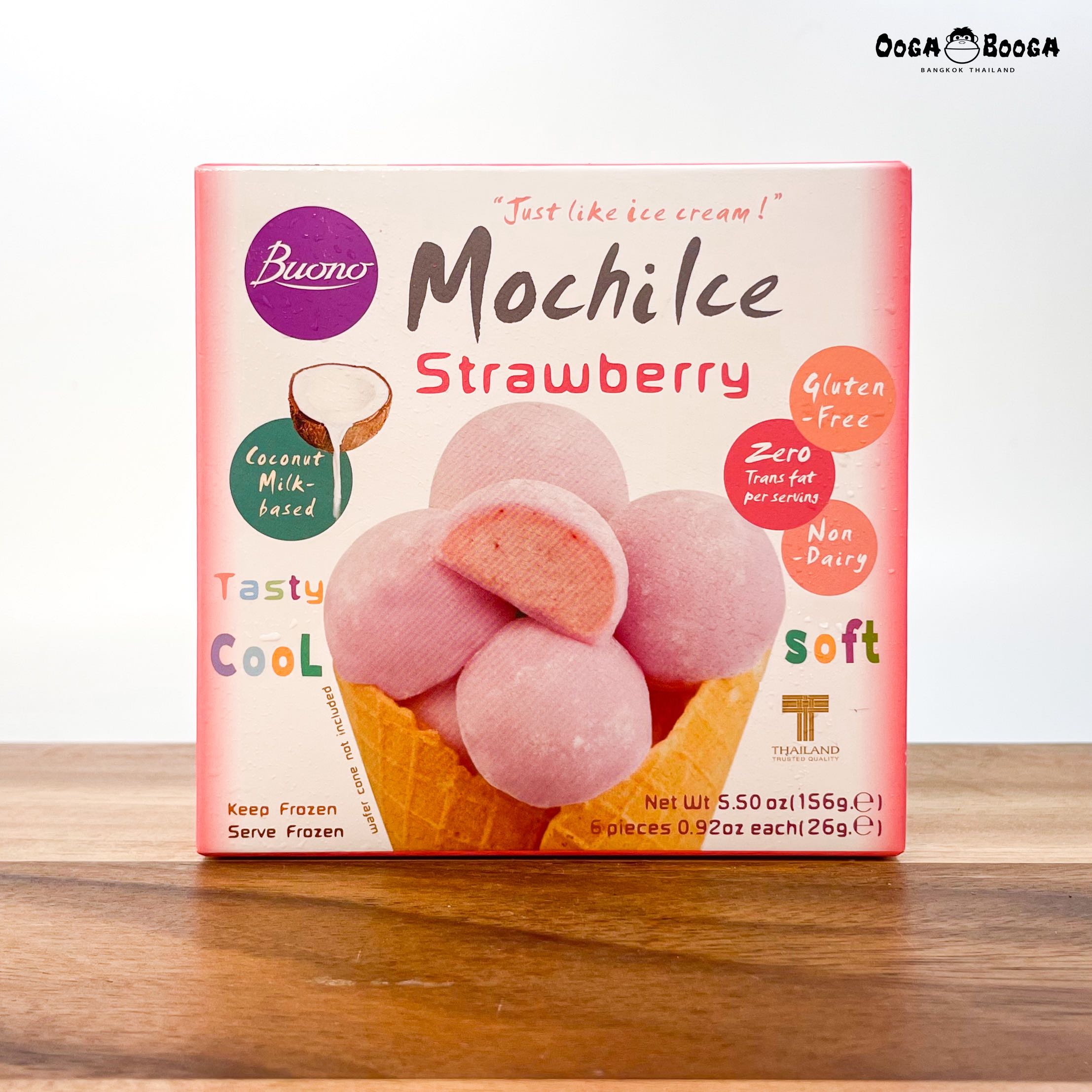 Buono Non-Daily Mochi Ice Cream โมจิไอศกรีม ทางเลือกสำหรับมังสวัติและผู้แพ้อาหาร รสชาติ สตรอเบอรี่