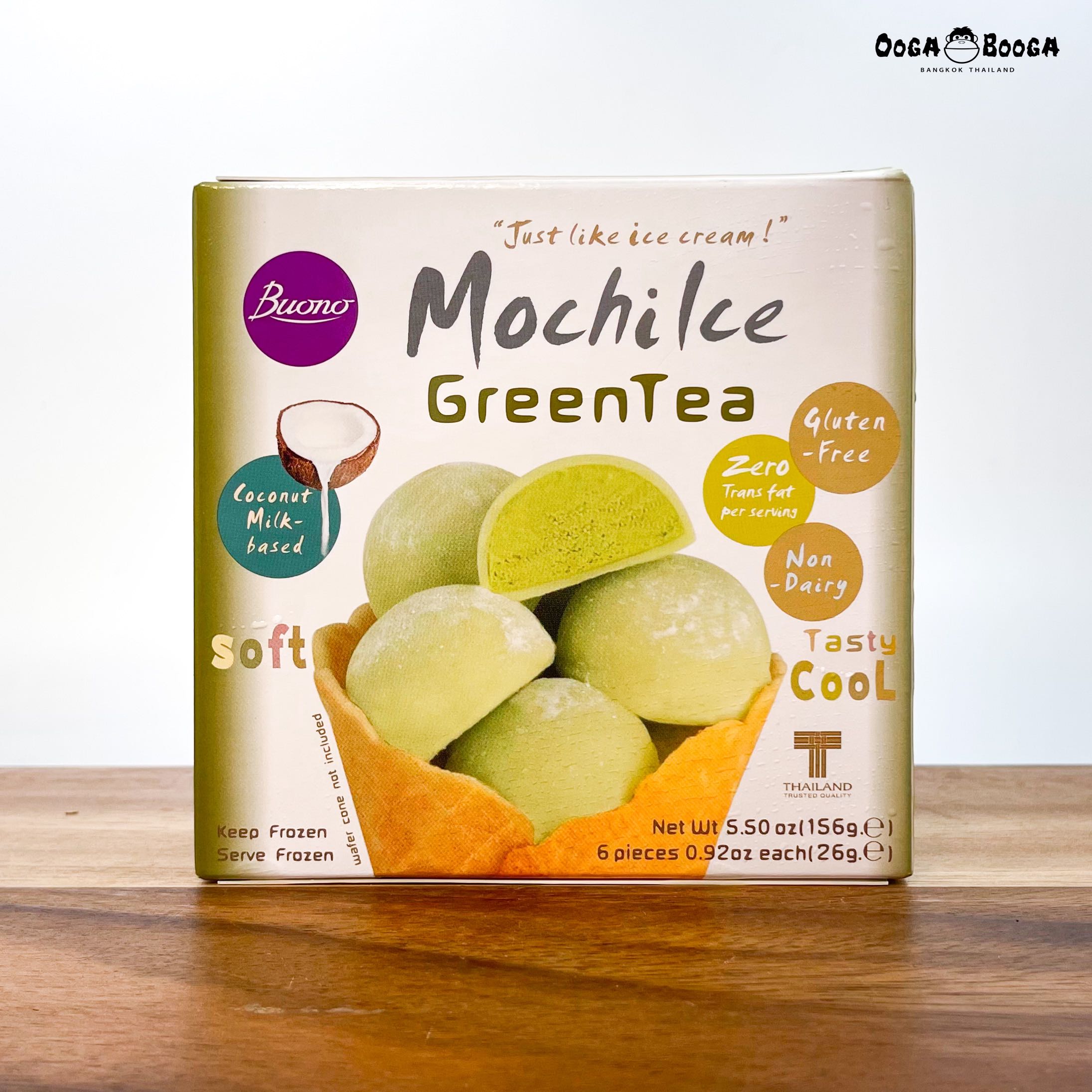 Buono Non-Daily Mochi Ice Cream โมจิไอศกรีม ทางเลือกสำหรับมังสวัติและผู้แพ้อาหาร รสชาติ ชาเขียว