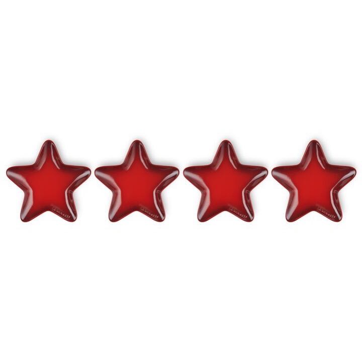 SET OF 4 20CM STAR PLATES CERISE