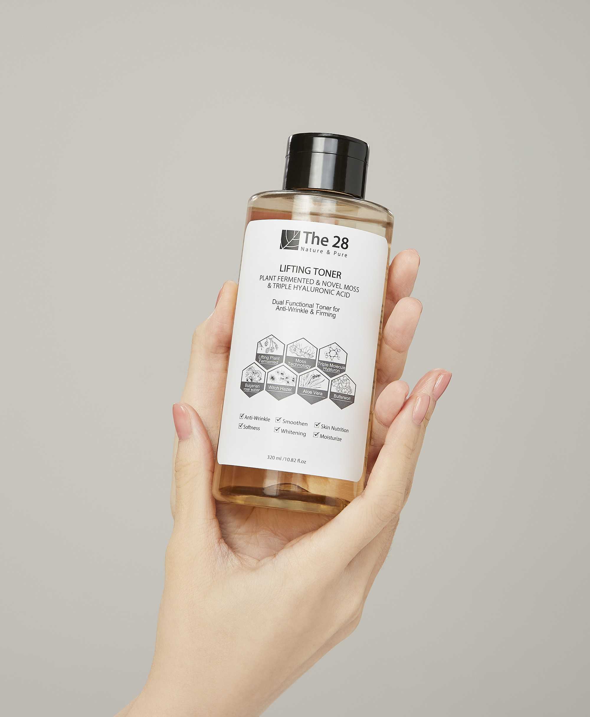 The 28 Lifting Toner Plant Fermented & Novel Moss & Triple Hyaluronic Acid 320ml.