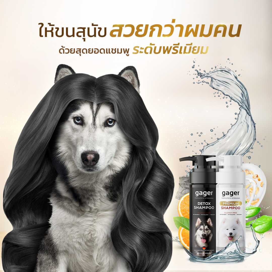 (แพ็คคู่) แชมพูหมา/สุนัข สูตรDetox+บำรุงขนนิ่ม ลดขนร่วง อ่อนโยน 250ml.