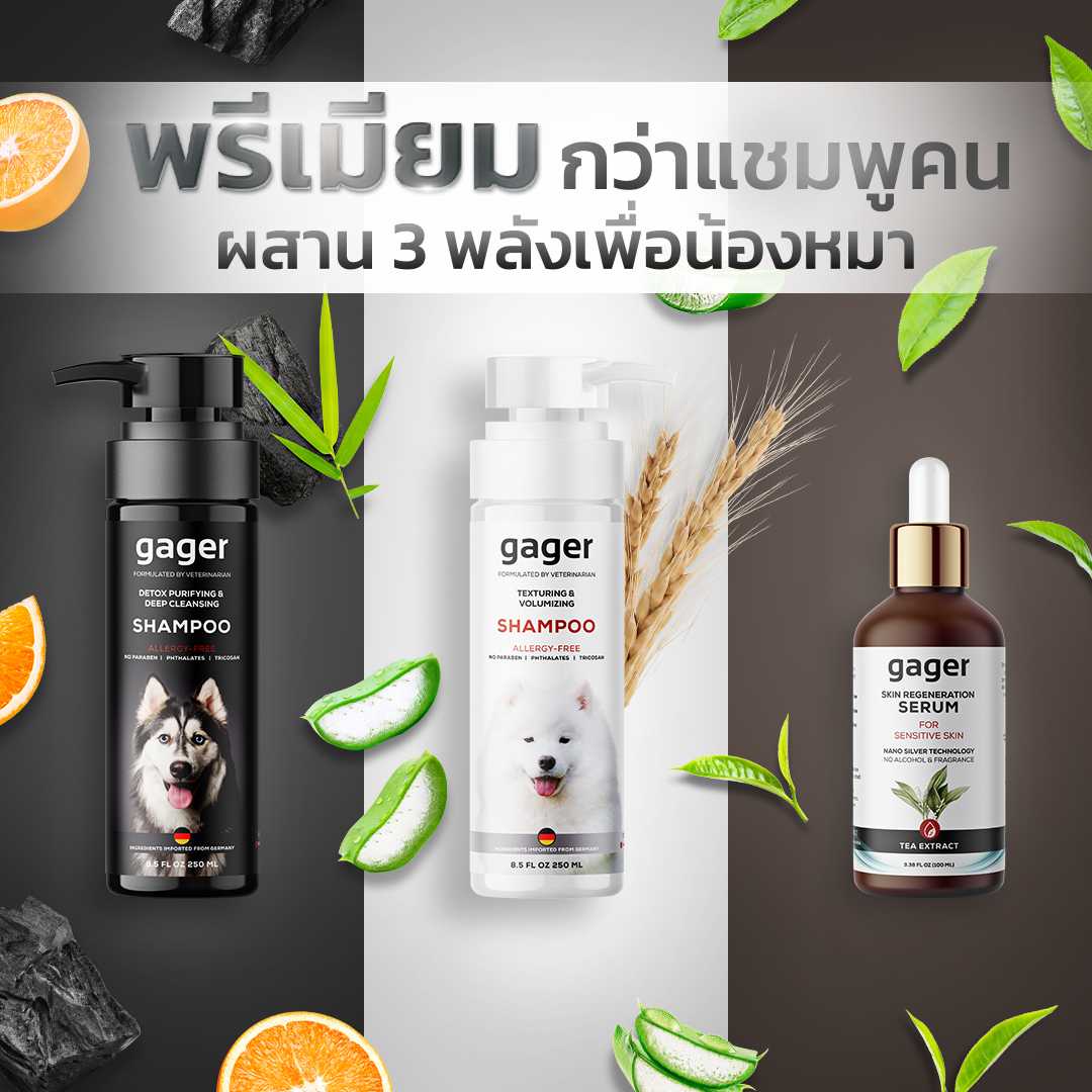 (เซ็ต3ชิ้น) แชมพู2ขวด+เซรั่มนาโนซิลเวอร์30ml แชมพูสุนัขสูตรDetoxและสูตรบำรุงขน ขนนิ่ม หอม ลดกลิ่นสาบ
