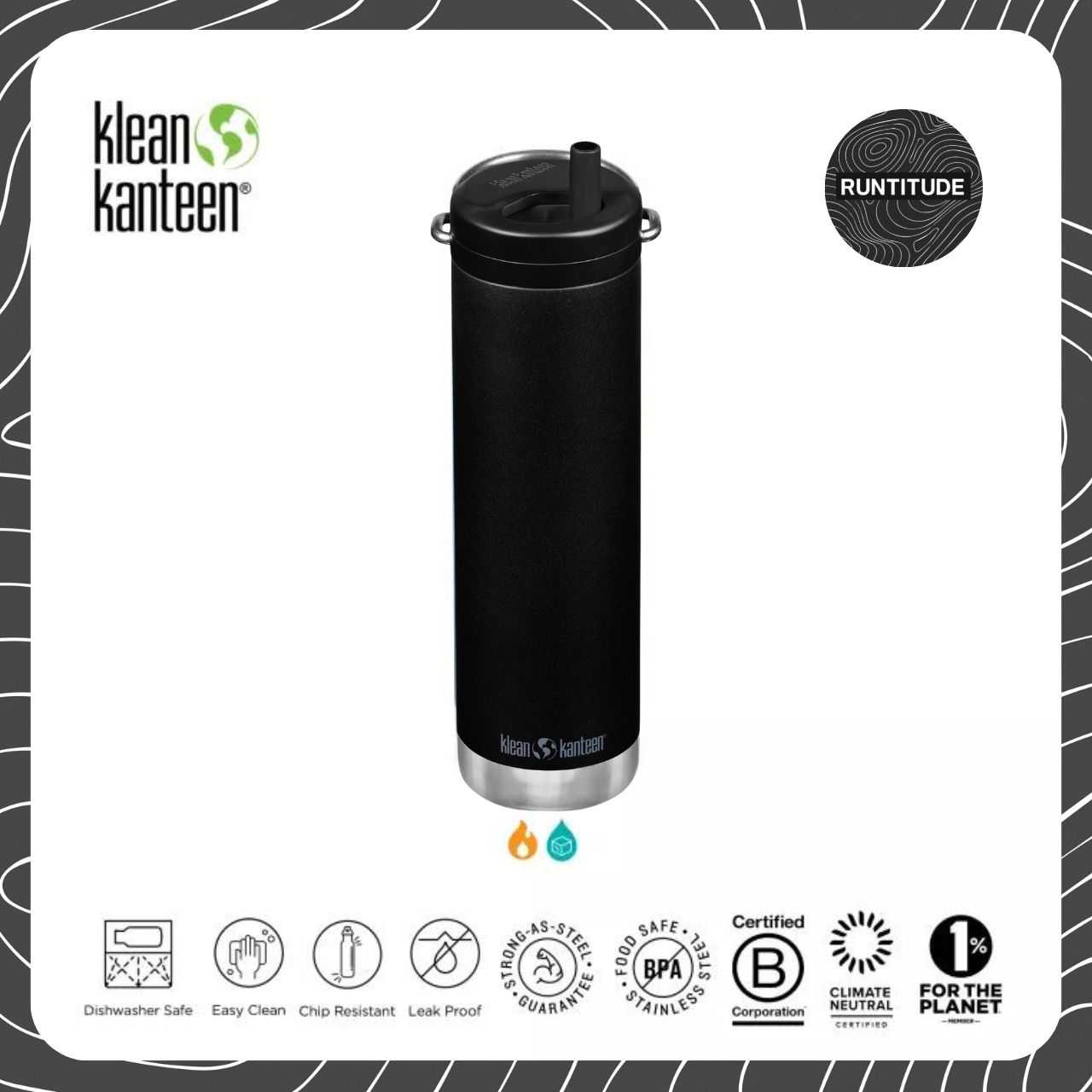 Klean Kanteen 2022 - 20 ออนซ์ TWIST ฝาหมุนมีหลอดซ่อนด้านใน Insulated TKWide Cap 20oz - แท้มีประกัน