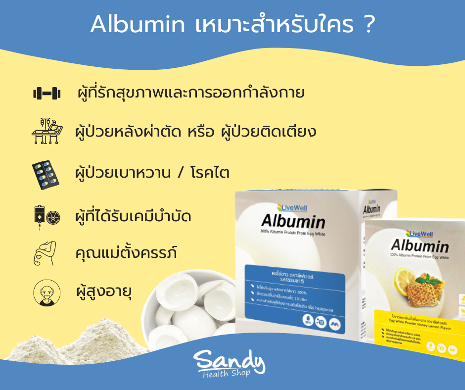 LiveWell Albumin 900g. ผงโปรตีนไข่ขาว ขนาด900กรัมเทียบเท่าไข่225ฟอง