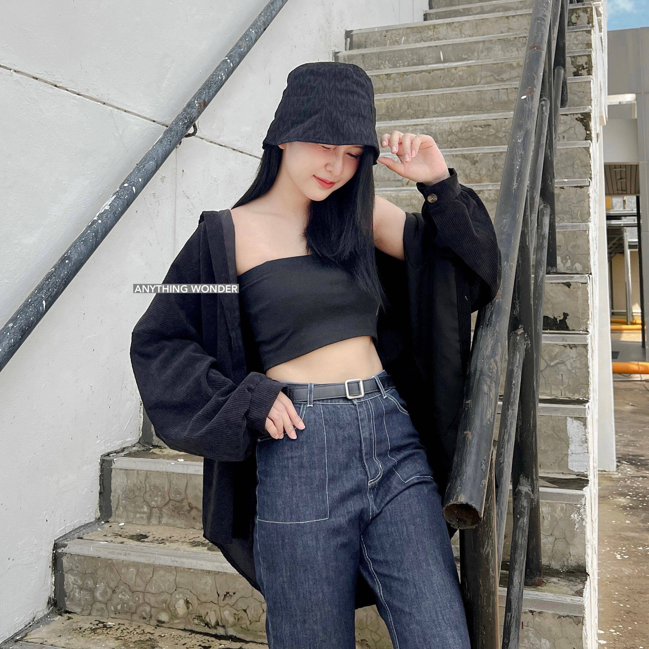 Wavy Bucket Hat  H022 หมวกบัคเก็ต