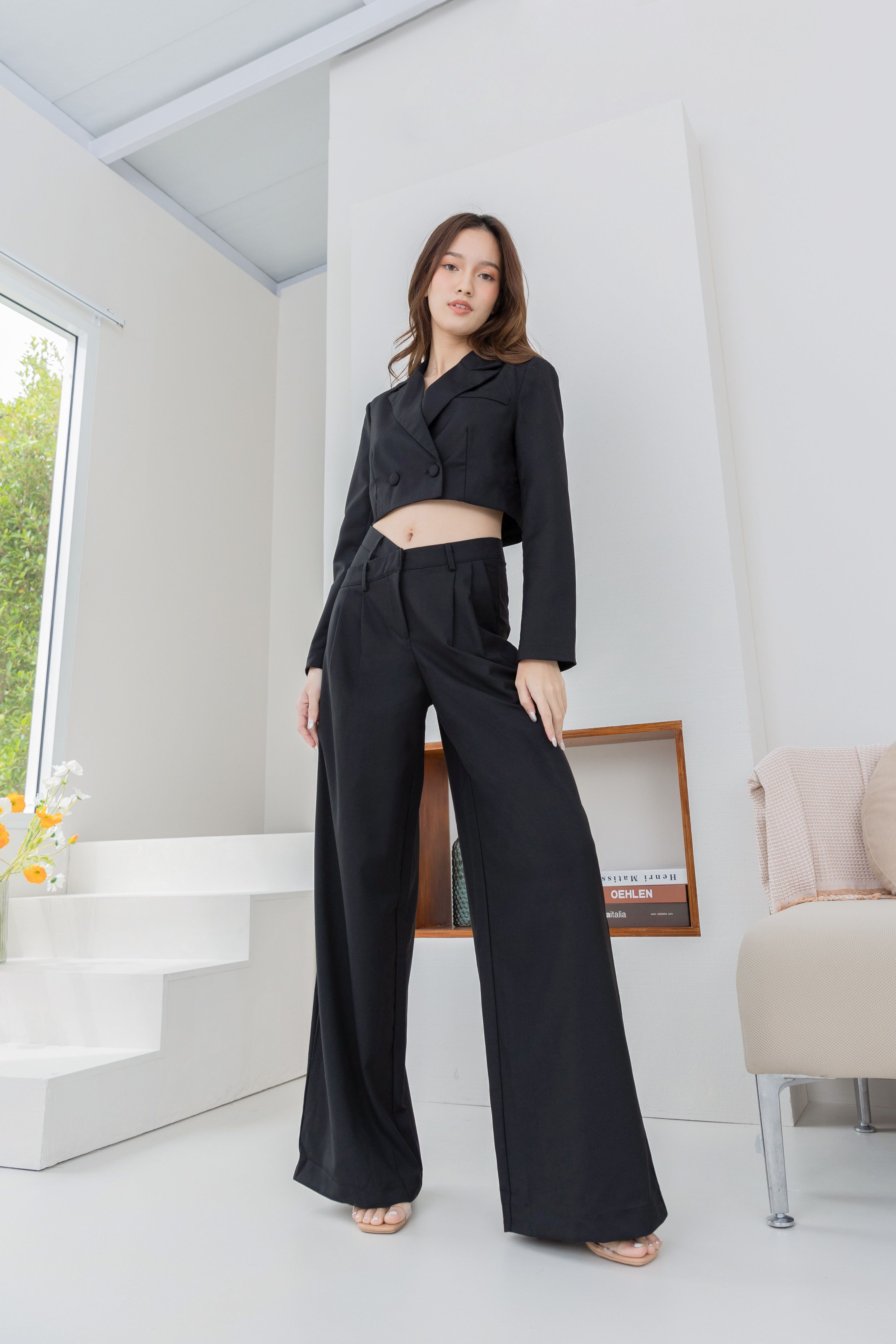 High waist wide pant