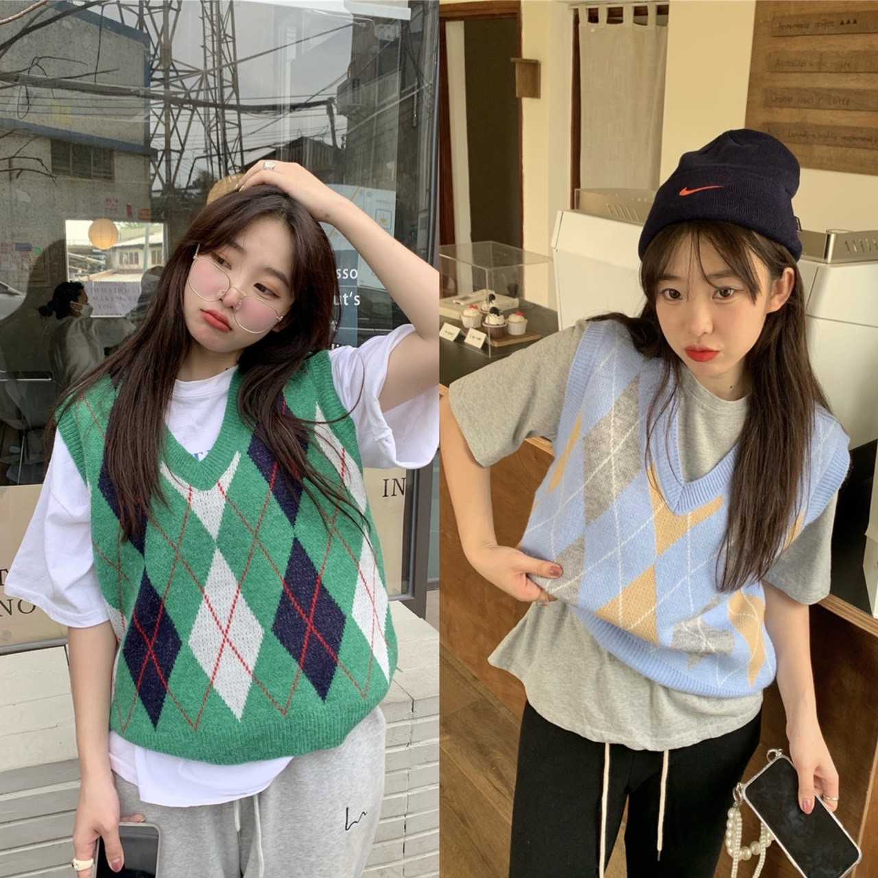 T192 เสื้อกั๊กไหมพรม สไตล์เกาหลี ขนาดฟรีไซส์ มี 2 สี
