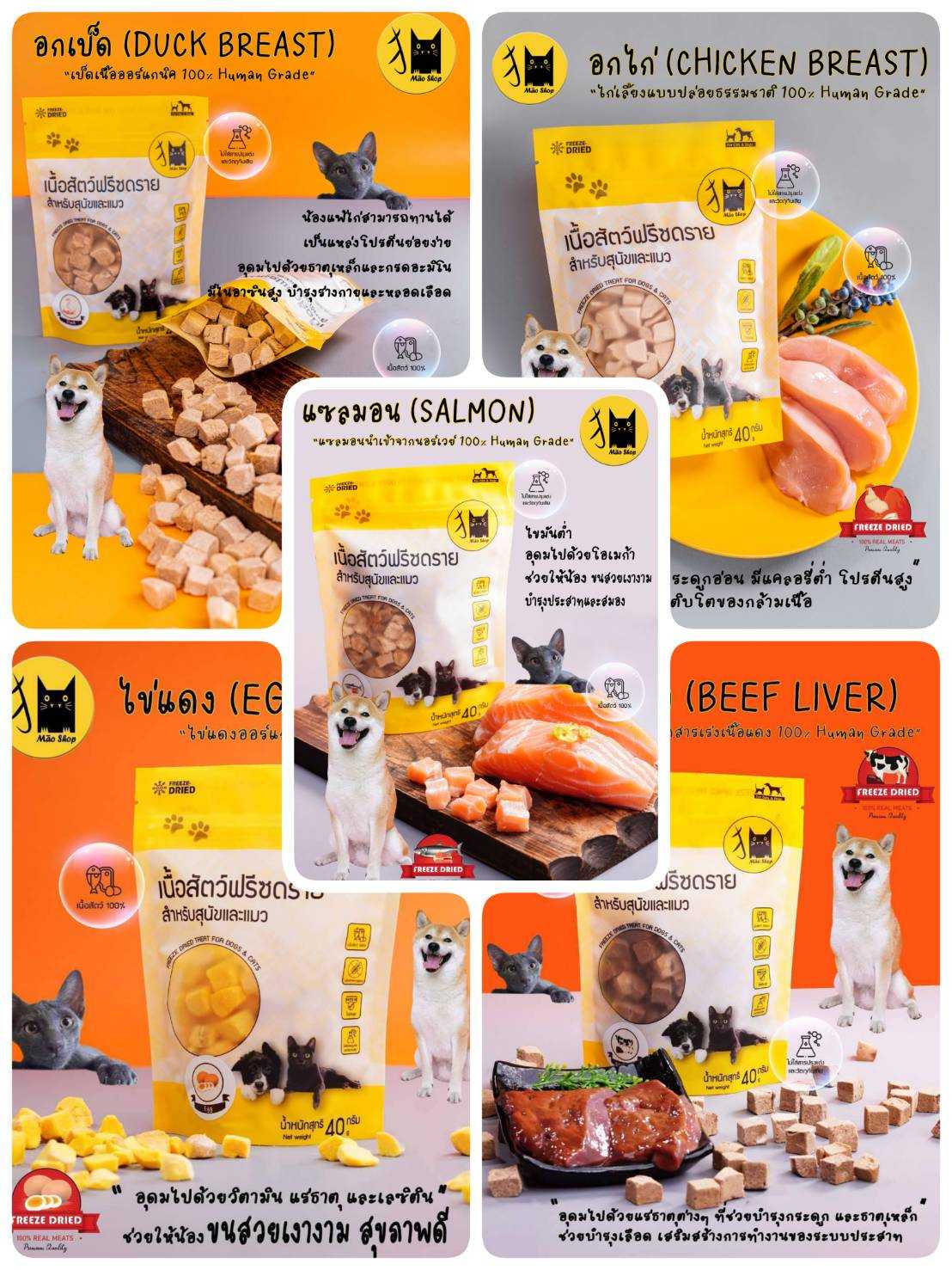 MaoShop ขนมฟรีซดราย สำหรับสุนัขและแมว 40กรัม