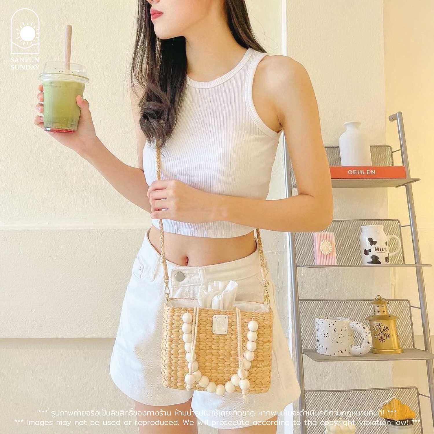 กระเป๋าสานผักตบชวา รุ่น SLIM CUBE