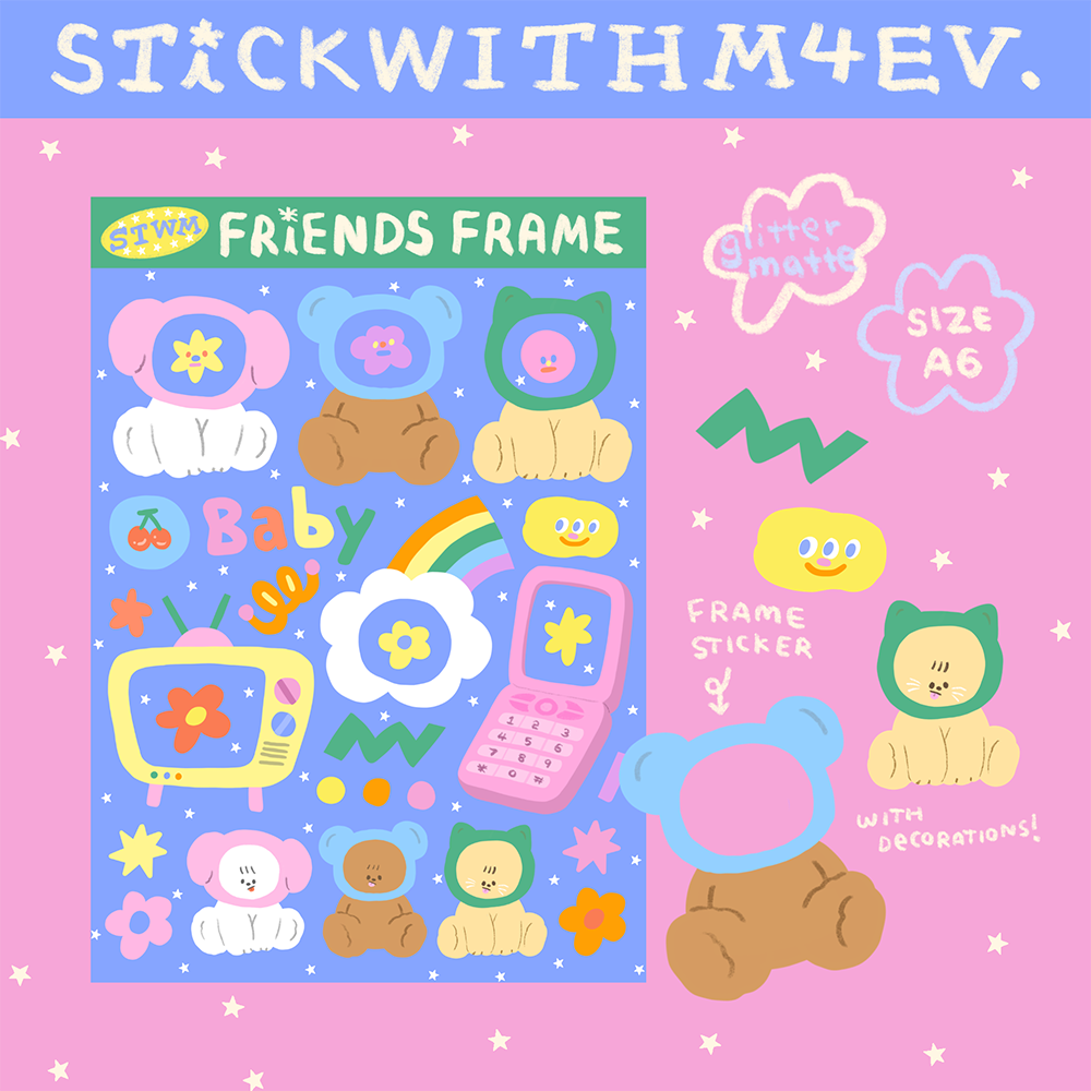 Friends frame glitter sticker