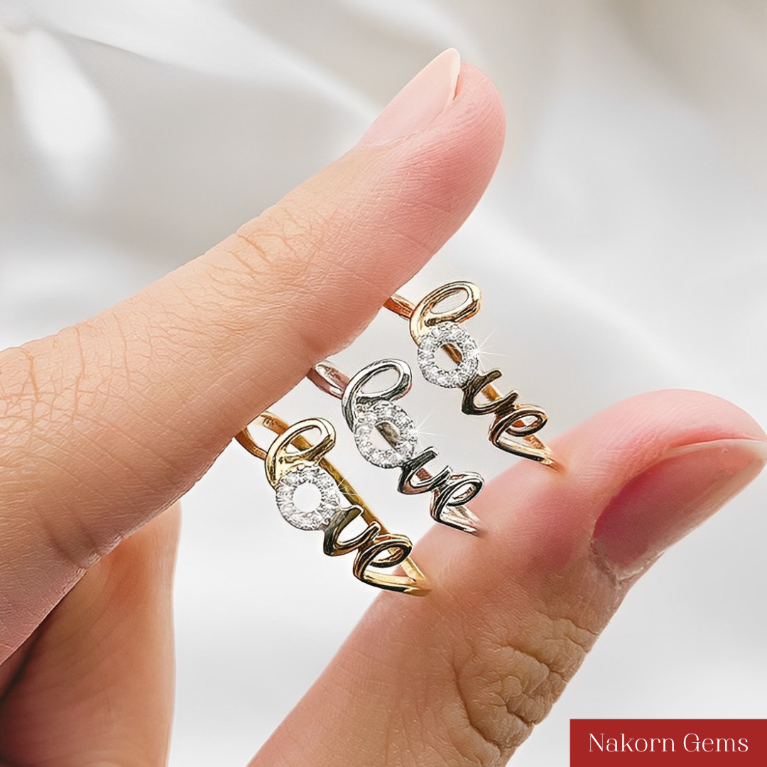 NG032 นคร เจมส์ แหวนเพชรแท้ ทองคำแท้14K  ดีไซน์ตัวอักษร LOVE