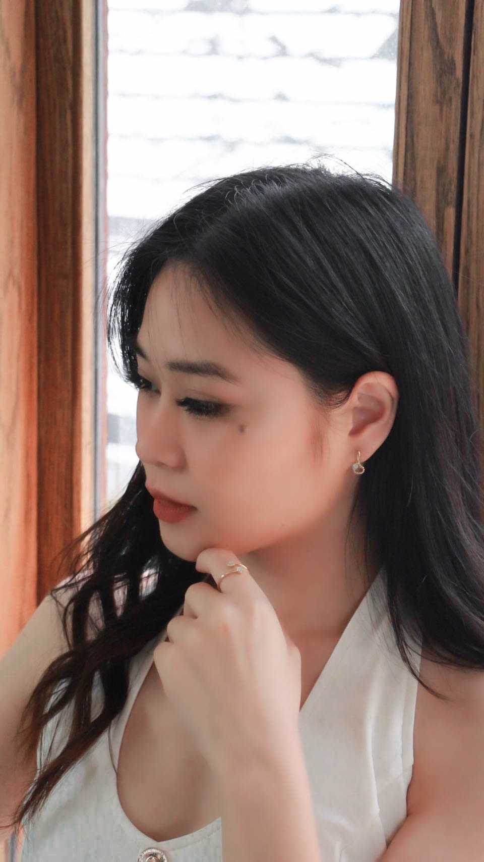 NG009 นคร เจมส์ ต่างหูเพชรแท้ ทองคำแท้14K ดีไซน์หัวใจฝังเพชรแท้ประดับ