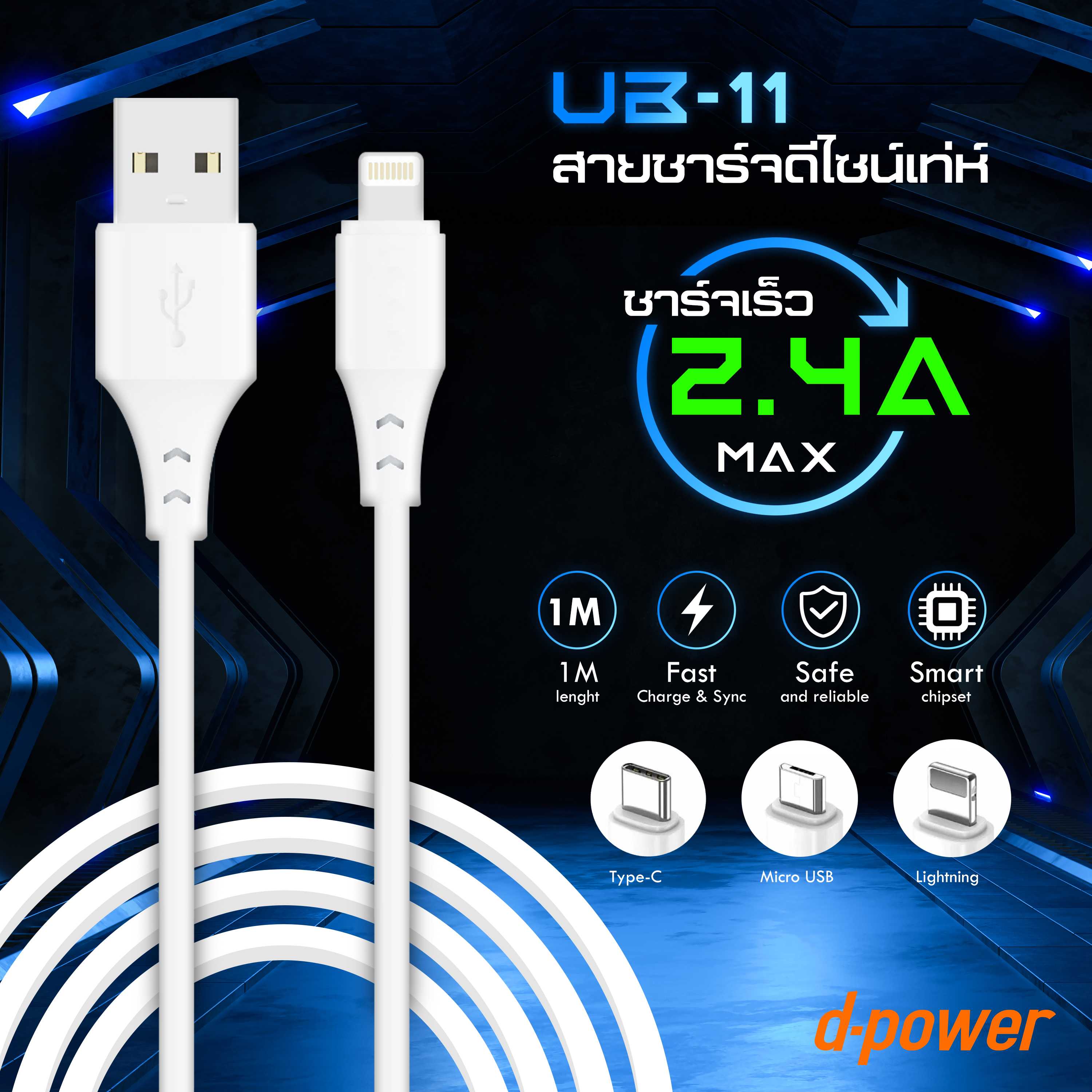 สายชาร์จรุ่น UB11 - Fast Charge 2.4A 100CM  (Iphone, Micro, Type-C)