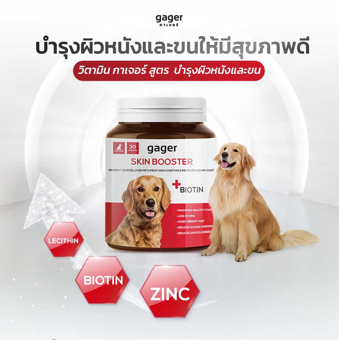 วิตามินสุนัข กาเจอร์ SKIN BOOSTER บำรุงผิวหนังและขนให้สุขภาพดีจากภายในถึงภายนอก (30 เม็ด)