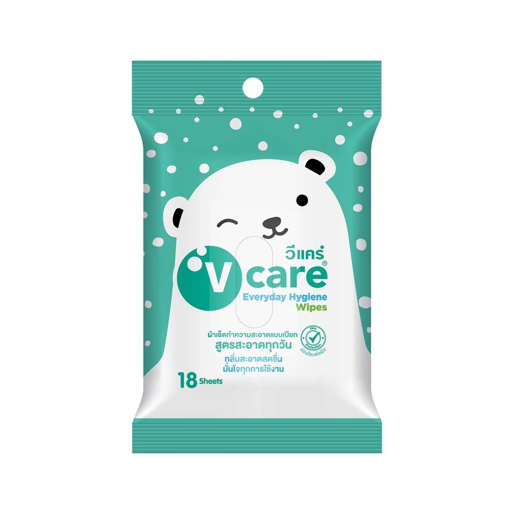 V care วีแคร์ ผ้าเช็ดทำความสะอาด สูตรสะอาดทุกวัน แอนตี้แบคทีเรีย 18 แผ่น