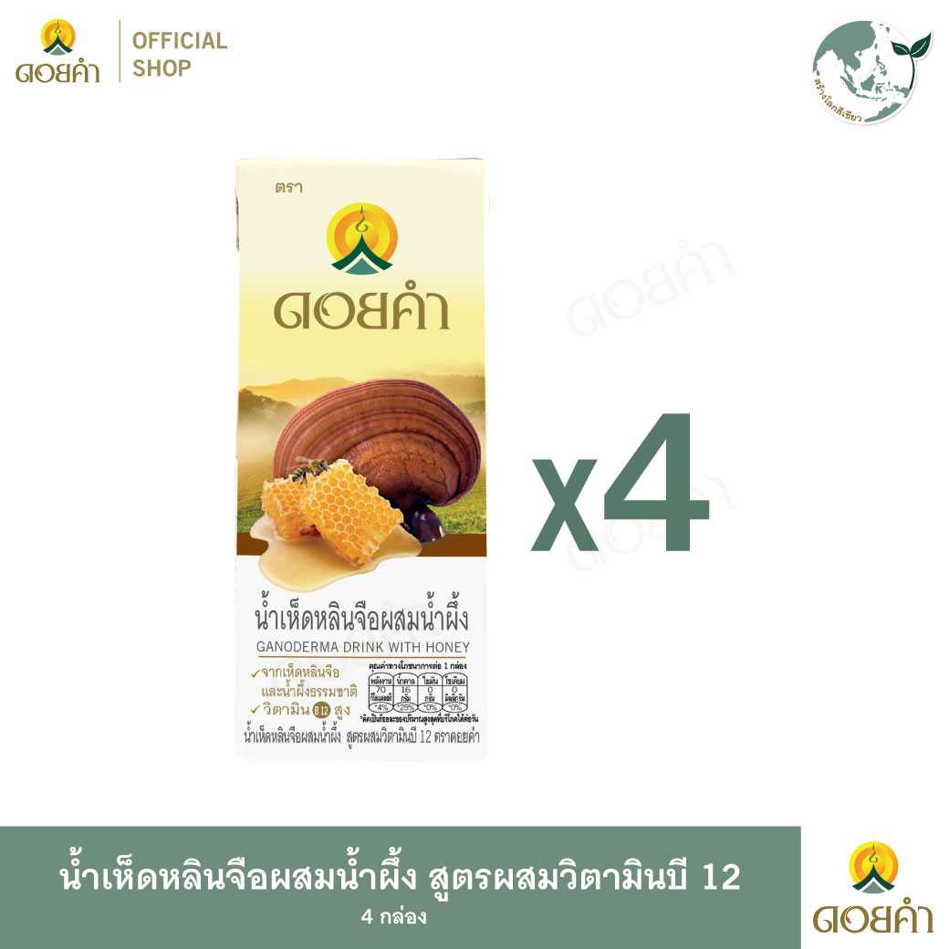 น้ำเห็ดหลินจือสูตรผสมวิตามินบี12 200 มล.( 1 แพ็ค : 4 กล่อง )