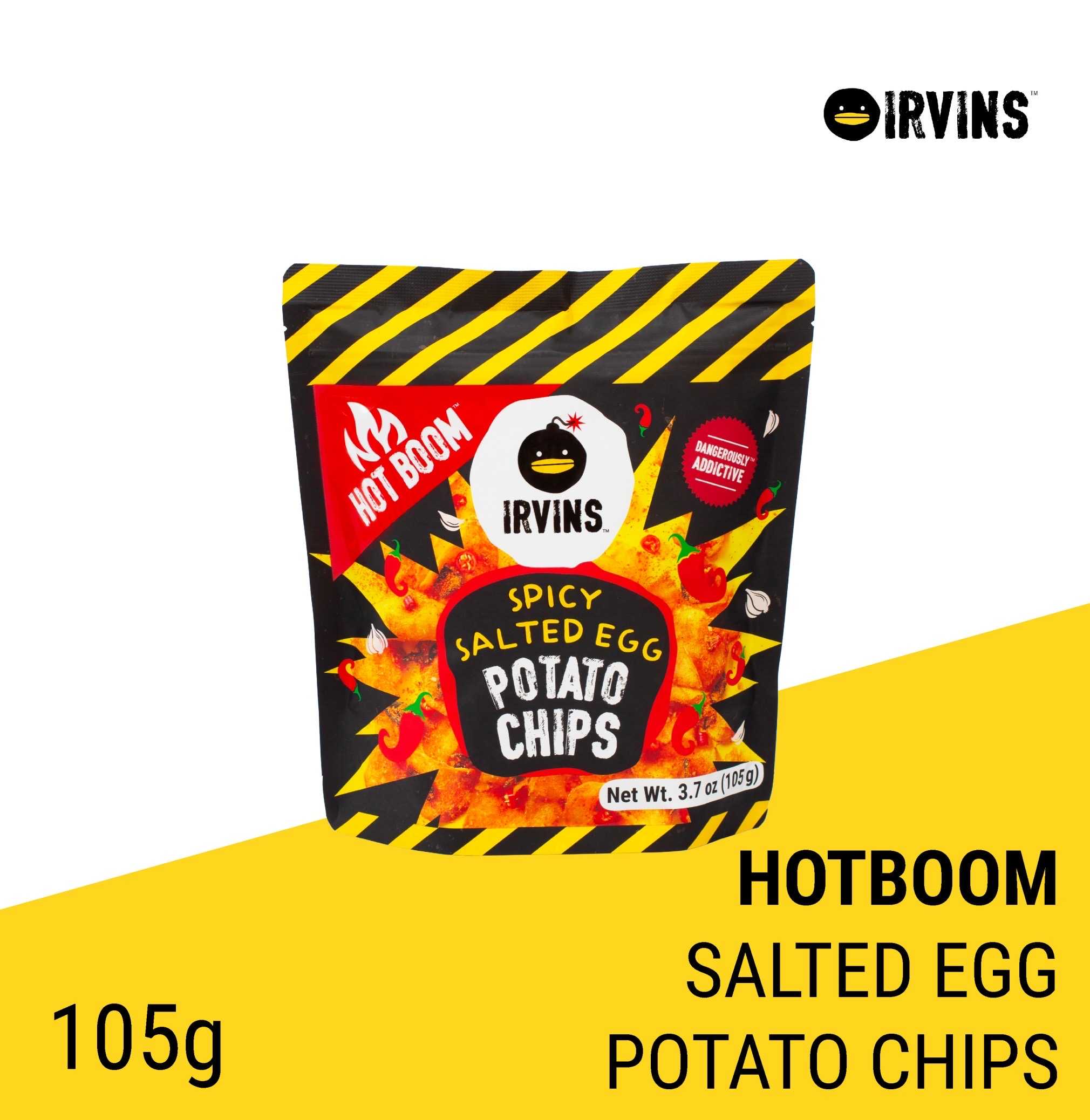 IRVINS Hot Boom Salted Egg Potato Chips 105g.