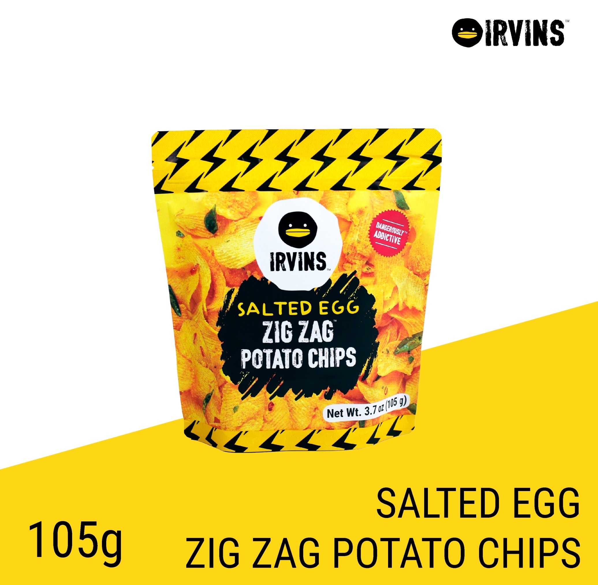IRVINS Salted Egg Zig Zag Potato Chips 105g.