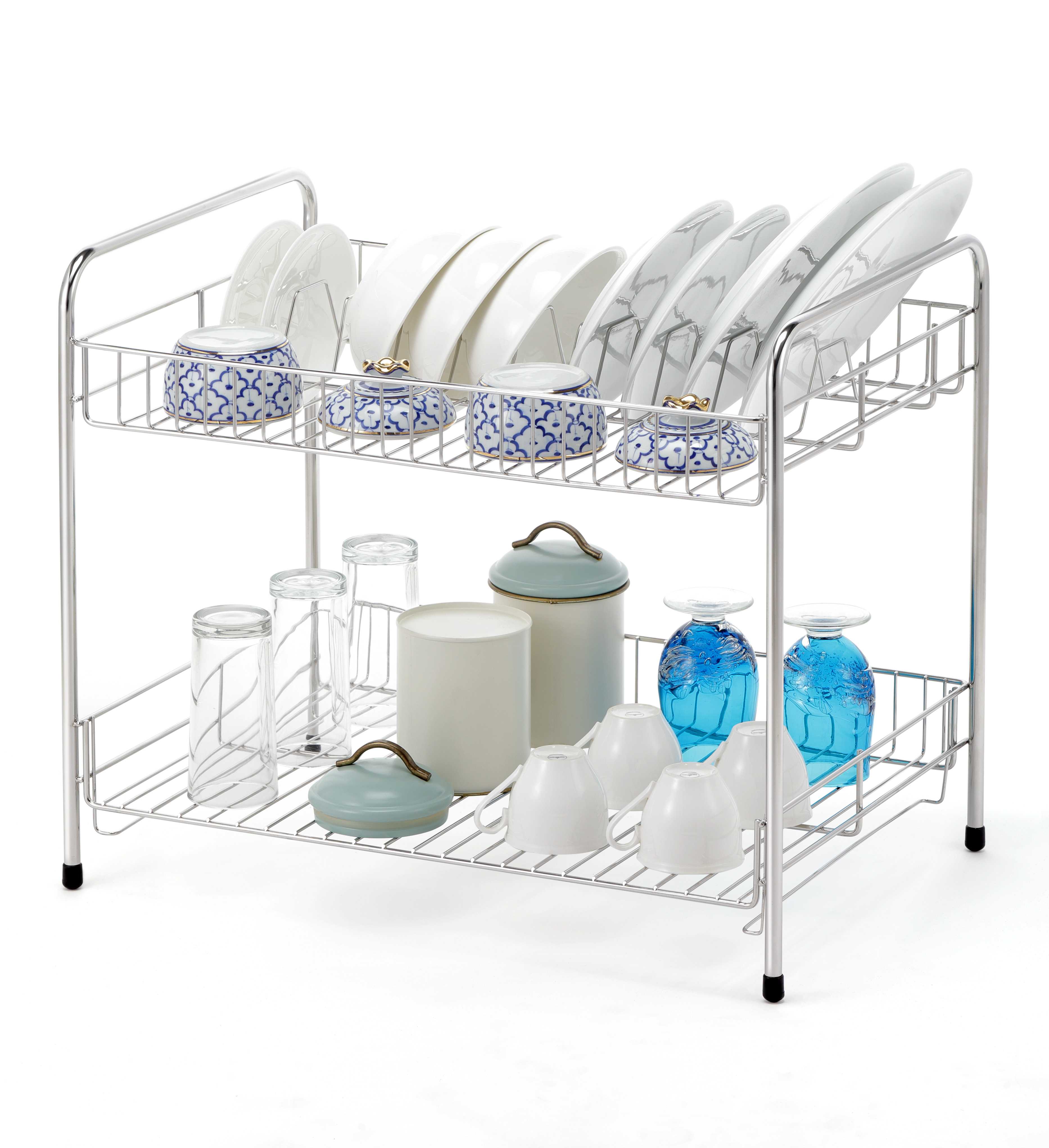KOWAHOMEWARE KWH-S007 ชั้่นคว่ำจาน 2 ชั้นสแตนเลส 304  มีถาดรองน้ำ ขนาด 60 ซม