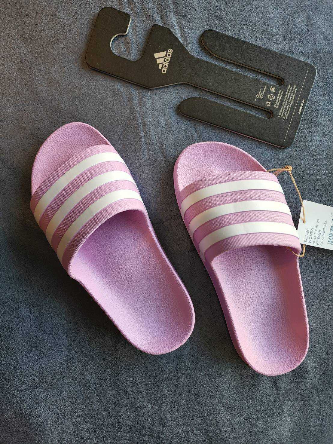 รองเท้าแตะ Adilette Aqua  สีม่วง Lilac คาดขาว
