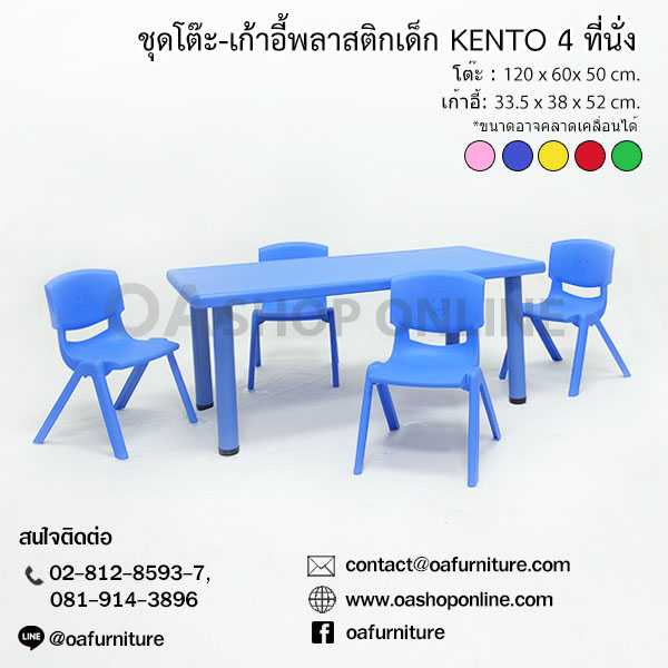 ชุดโต๊ะเก้าอี้เด็ก KENTO ผืนผ้า 4 ที่นั่ง