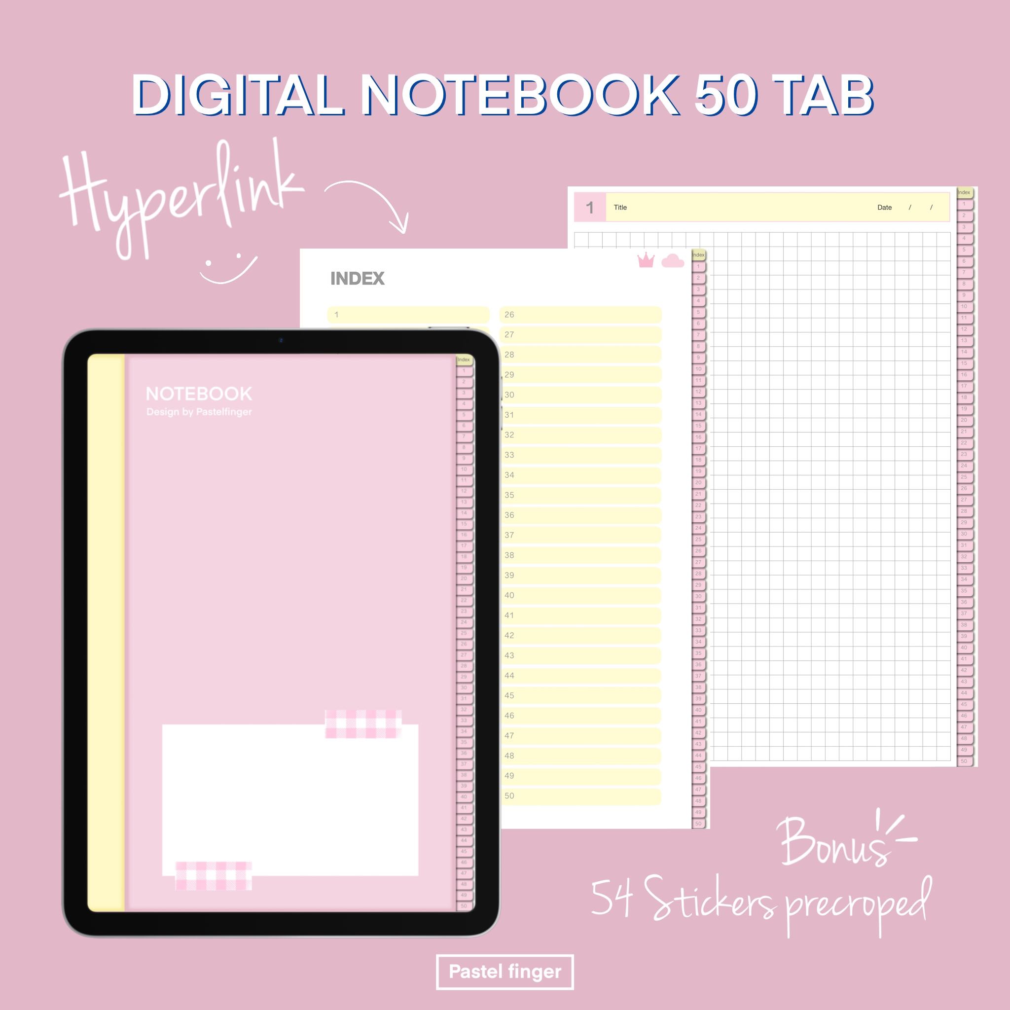 Digital notebook hyperlink 50 tabs pink