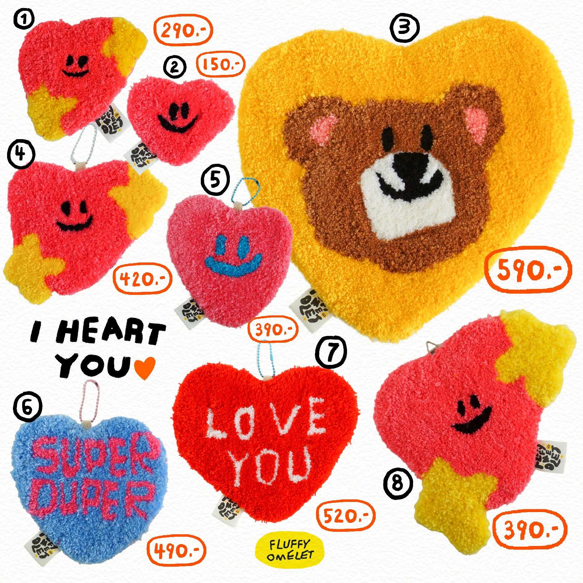 พร้อมส่ง - HEART FLUFFY TUFTY RUG