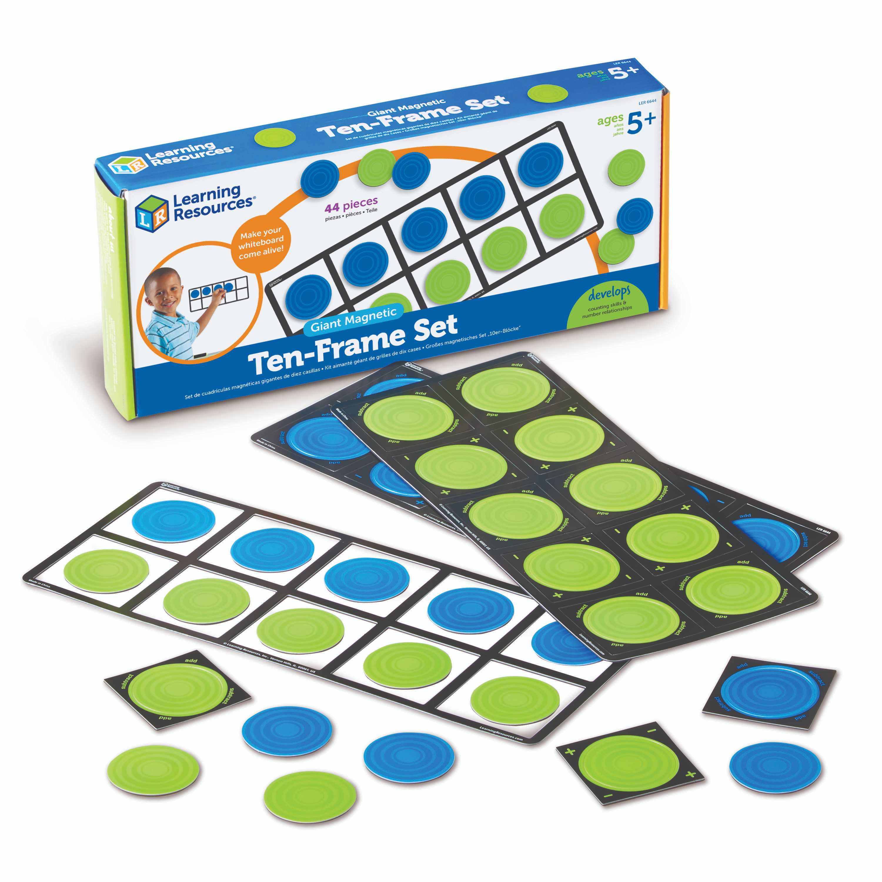[อายุ 5+] ชุดตารางสิบช่องแม่เหล็กยักษ์ (Giant Magnetic Ten Frame Set) [Learning Resources]