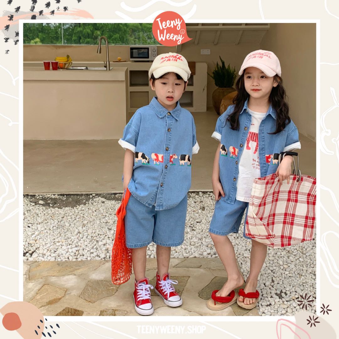 Teenyweeny.shop - ชุดเซตยีนส์ขาสั้น สกรีนลาย