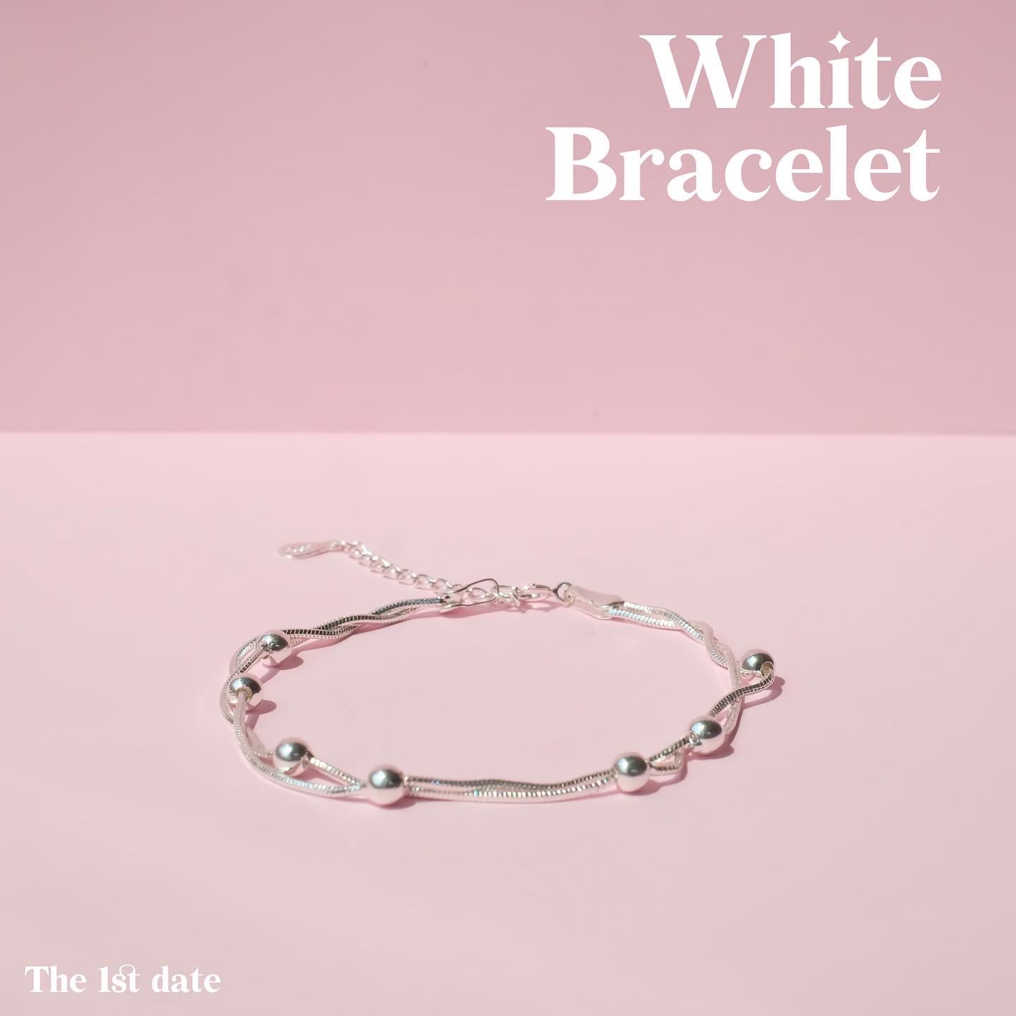 สร้อยข้อมือรุ่น White-ส่งฟรี(เงินแท้92.5%)