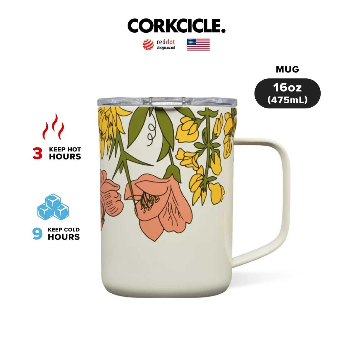 CORKCICLE : MUG - CREAM WILDFLOWER 16OZ (475ML)