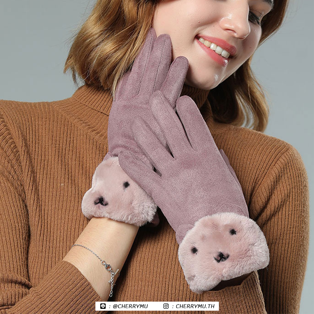 [พร้อมส่ง] CX08  Bunny warm gloves