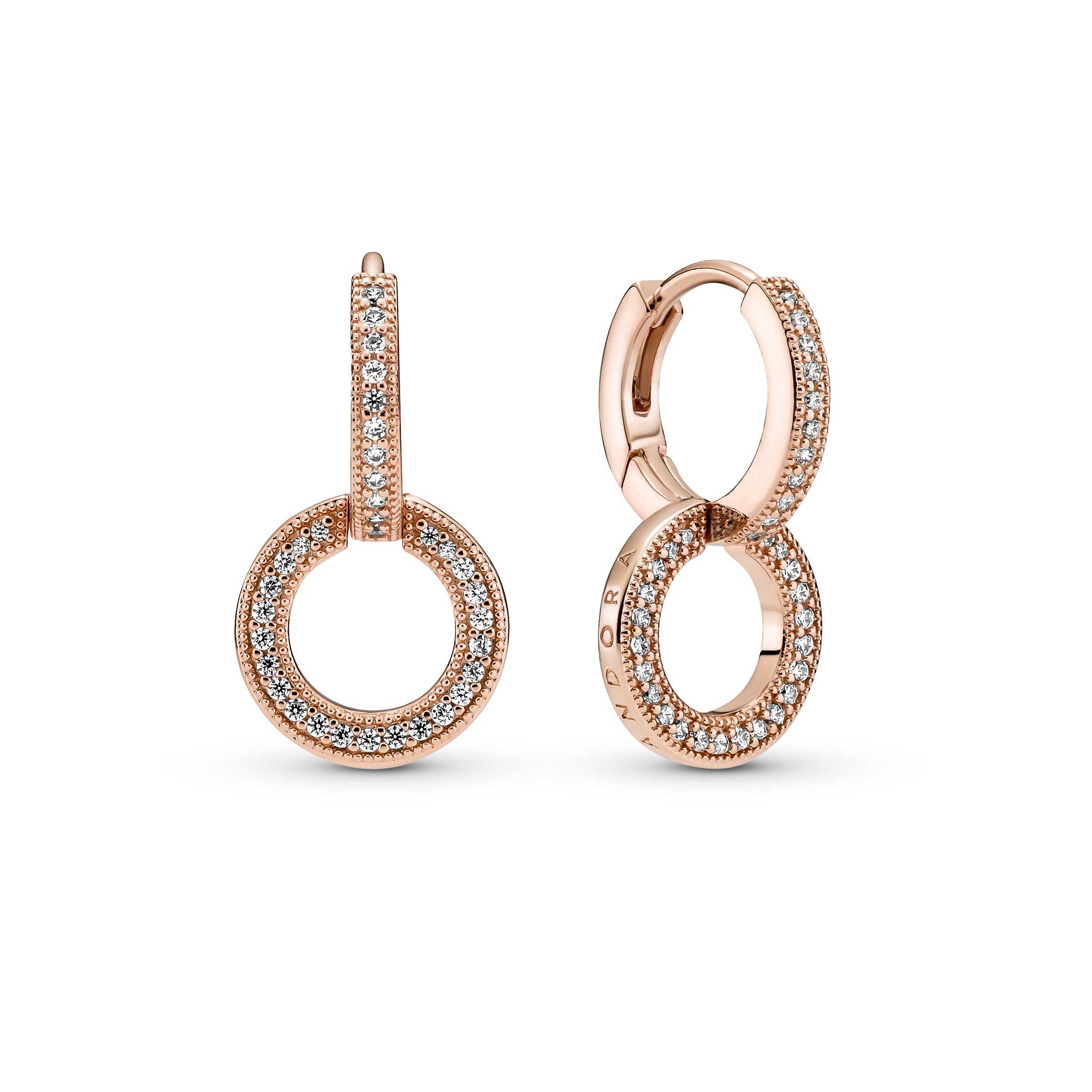 Sparkling Double Hoop Rose Earrings